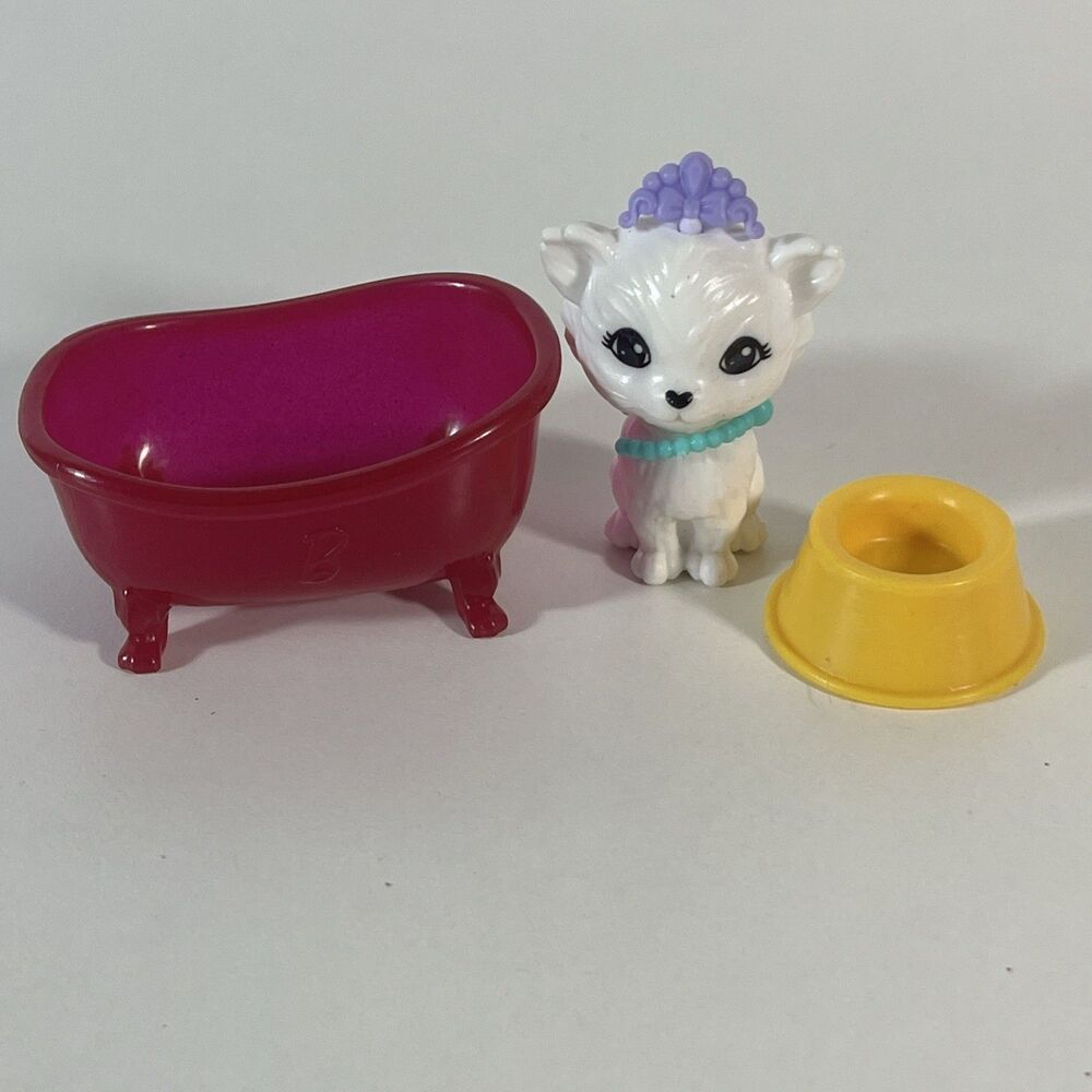 Barbie Chelsea Pet Kitty Purple Bathtub & Food Bowl Lot